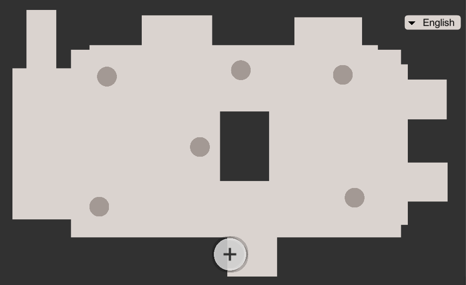 Blind museum admin — museum floor plan map with beacon markers and add button